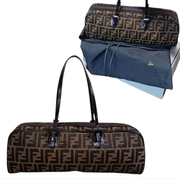 Fendi Handbags - Vintage Fendi Bauletto Zucca Barrel Bag 8BL006